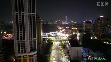 航拍广东中山城市夜景灯光